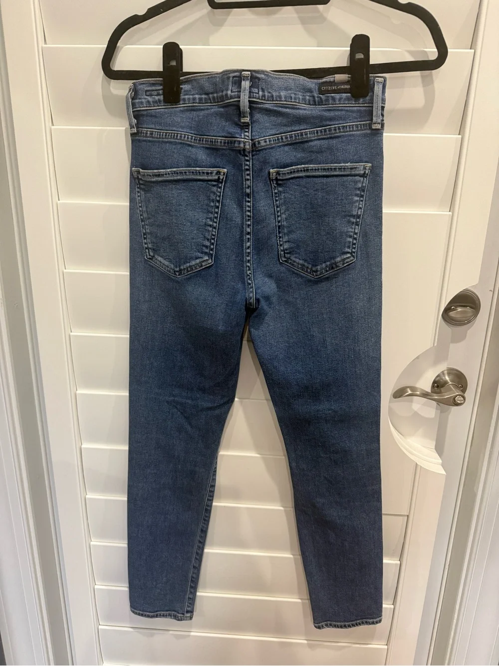 Citizens Of Humanity Medium Blue Cropped Distressed Skinny Jeans